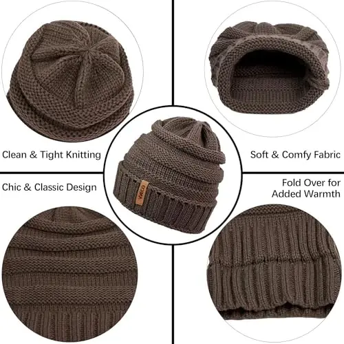 Aneco Winter Warm Sets Knitted Scarf Beanie Hat Touch Screen Gloves and Winter Ear Warmer for Men or Women - 4