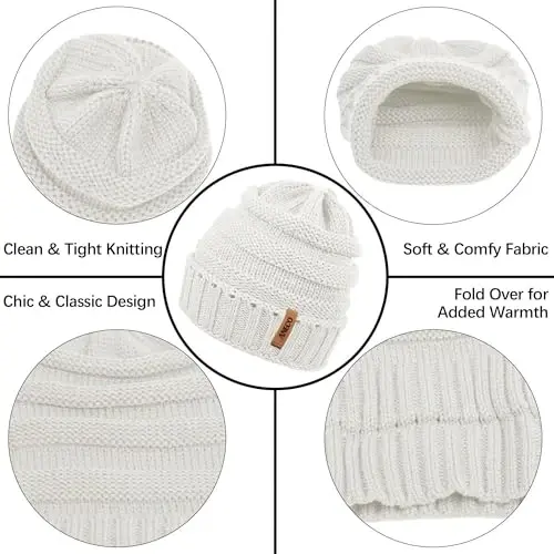 Aneco Qishki issiq to'plamlar Trikotaj sharf Beanie Shlyapa Sensorli ekranli qo'lqoplar va erkaklar yoki ayollar uchun qishki quloq isitgich - 4