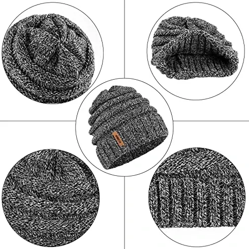 Aneco Winter Warm Knitted Sets Buffalo Plaid Scarf Beanie Hat Touch Screen Gloves and Winter Ear Warmer Set for Men or Women - 2