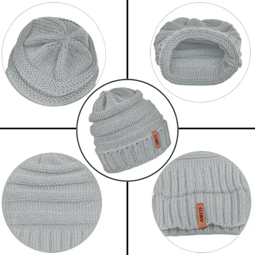Aneco Winter Warm Knitted Sets Buffalo Plaid Scarf Beanie Hat Touch Screen Gloves and Winter Ear Warmer Set for Men or Women - 4