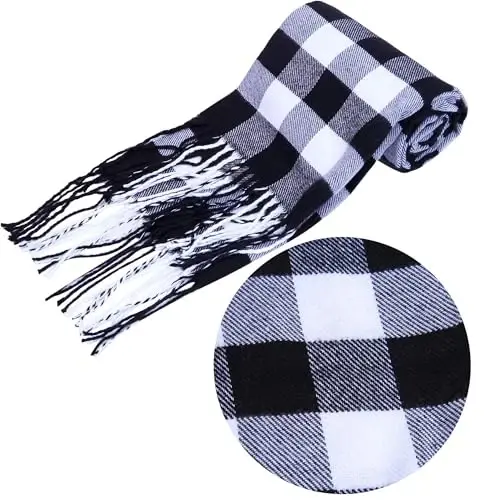 Aneco Winter Warm Knitted Sets Buffalo Plaid Scarf Beanie Hat Touch Screen Gloves and Winter Ear Warmer Set for Men or Women - 5