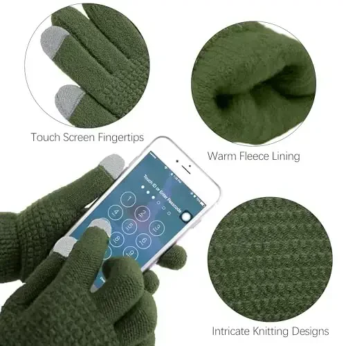 Aneco Winter Warm Sets Knitted Scarf Beanie Hat Touch Screen Gloves and Winter Ear Warmer for Men or Women - 4