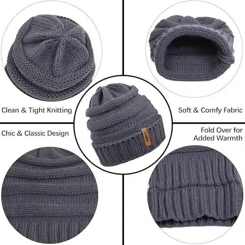 Aneco Winter Warm Sets Knitted Scarf Beanie Hat Touch Screen Gloves and Winter Ear Warmer for Men or Women - 3