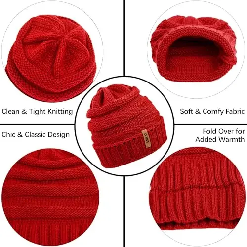 Aneco Winter Warm Sets Knitted Scarf Beanie Hat Touch Screen Gloves and Winter Ear Warmer for Men or Women - 3