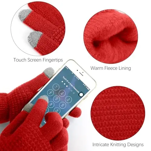 Aneco Winter Warm Sets Knitted Scarf Beanie Hat Touch Screen Gloves and Winter Ear Warmer for Men or Women - 4