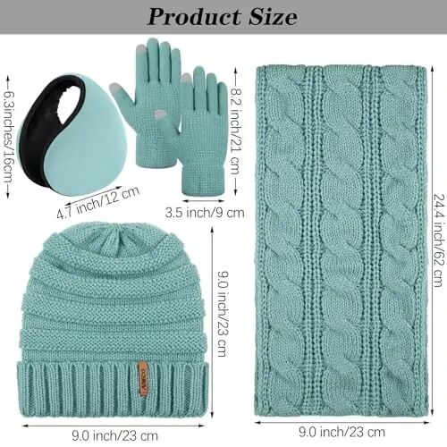 Aneco Winter Warm Sets Knitted Scarf Beanie Hat Touch Screen Gloves and Winter Ear Warmer for Men or Women - Aneco (1)