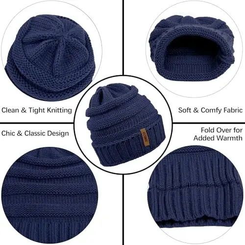 Aneco Winter Warm Sets Knitted Scarf Beanie Hat Touch Screen Gloves and Winter Ear Warmer for Men or Women - 4