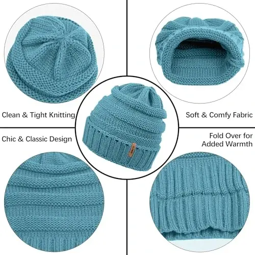 Aneco Winter Warm Sets Knitted Scarf Beanie Hat Touch Screen Gloves and Winter Ear Warmer for Men or Women - 3