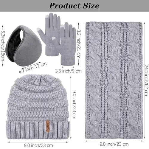 Aneco Winter Warm Sets Knitted Scarf Beanie Hat Touch Screen Gloves and Winter Ear Warmer for Men or Women - Aneco (1)