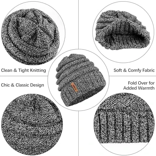 Aneco Winter Warm Sets Knitted Scarf Beanie Hat Touch Screen Gloves and Winter Ear Warmer Hats for Women or Men - 3