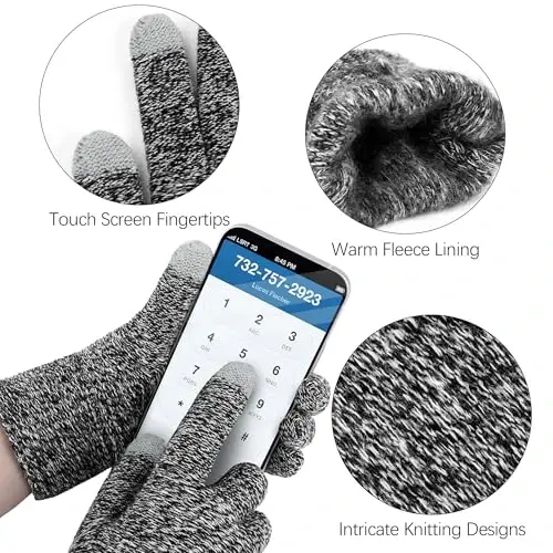 Aneco Winter Warm Sets Knitted Scarf Beanie Hat Touch Screen Gloves and Winter Ear Warmer Hats for Women or Men - 4