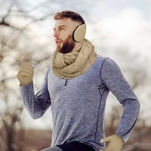 Aneco Winter Warm Sets Triko Sharf Beanie Shlyapa Sensorli Ekranli Qo'lqoplar va Erkaklar yoki Ayollar uchun Qishki Quloq Isitgichi - 7