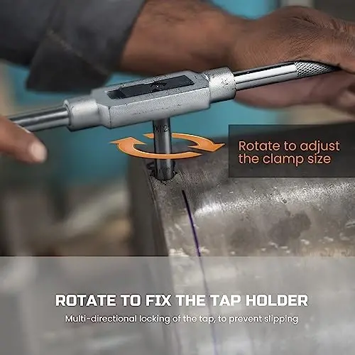 Anfrere 40pcs SAE Tap and Die Set, SAE Standard Rethreading Tool Kit, Coarse and Fine Threads for Cutting External and Internal Threads, Essential Repair Tool Kit with Thread Wrench - 7