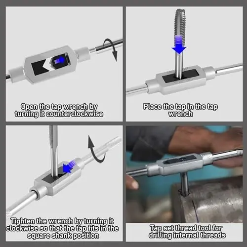 Anfrere 40pcs Metric Tap and Die Set, Metric Standard Rethreading Tool Kit, Coarse and Fine Threads for Cutting External and Internal Threads, Essential Repair Tool Kit with Thread Wrench - 2