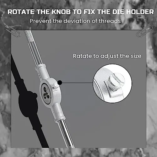 Anfrere 60pcs SAE & Metric Tap and Die Set, Metric Standard Rethreading Tool Kit, Coarse and Fine Threads for Cutting External and Internal Threads, Essential Repair Tool Kit with Storage Case - 6