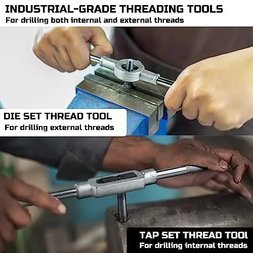 Anfrere 80 Parça Tap ve Matkap Seti, SAE & Metrik Tap Matkap Anahtar Seti, Metrik Standart M3 - M12 Kaba İnce Tekrar İplikleme İplik Uçları Dış ve İç İplik Kesmek İçin, NC, NF, NPT Onarım Aletleri - ANFRERE (1)
