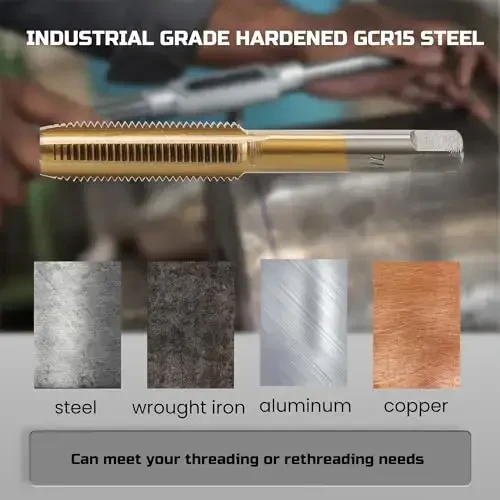 Anfrere Brass Coated 80pcs SAE & Metric Tap and Die Set, Metric Standard Rethreading Tool Kit, Coarse and Fine Threads for Cutting External and Internal Threads, Essential Repair Tool Kit with Case - 4