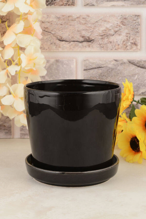 Angdesign Ceramic Pot with Saucer 14 Cm Black - 6