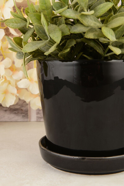 Angdesign Ceramic Pot with Saucer 14 Cm Black - 7