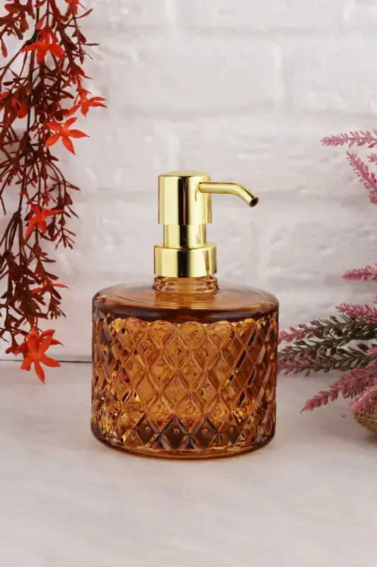 Angdesign Crystal Glass Liquid Soap Dispenser - Honey-Honey - 2
