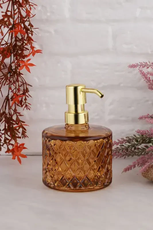 Angdesign Crystal Glass Liquid Soap Dispenser - Honey-Honey - 3