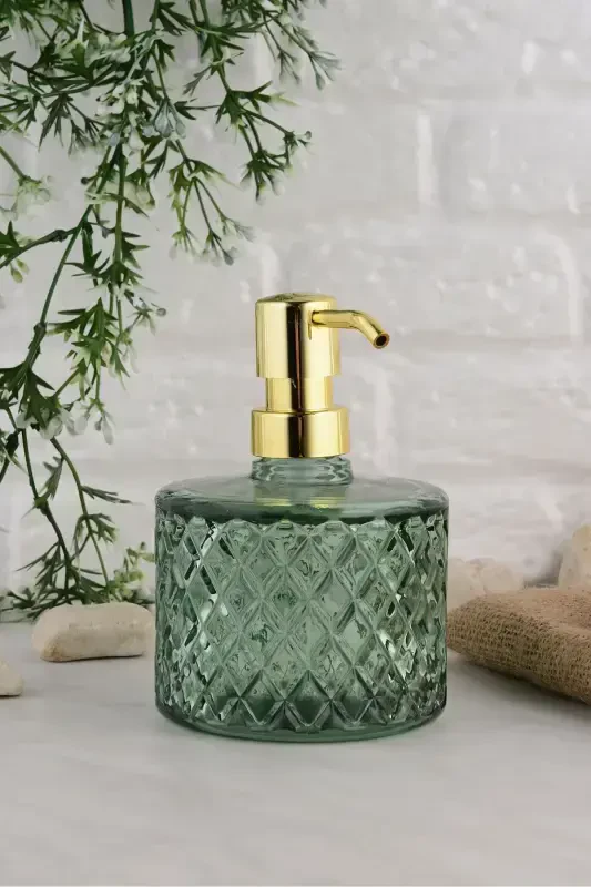 Angdesign Crystal Glass Liquid Soap Dispenser - Mint Green-Mint Green - 2