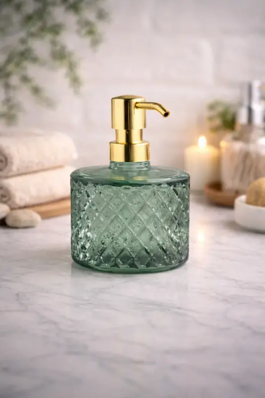 Angdesign Crystal Glass Liquid Soap Dispenser - Mint Green-Mint Green - 3