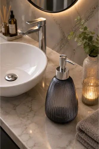 Angdesign Star Glass Liquid Soap Dispenser - Smoke - ANGDESİGN (1)