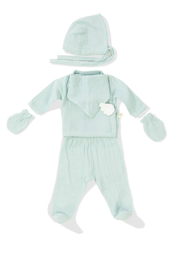 Angel Wings Muslin 5-Piece Newborn Set - Mint - 2