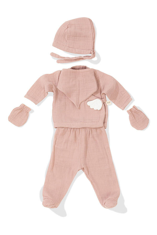 Angel Wings Muslin 5-Piece Newborn Set - Pink - 2