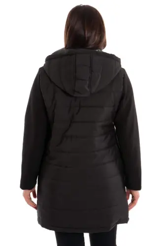 Angelino Arka Kapitone Ön kaşe Siyah Kaban - 8