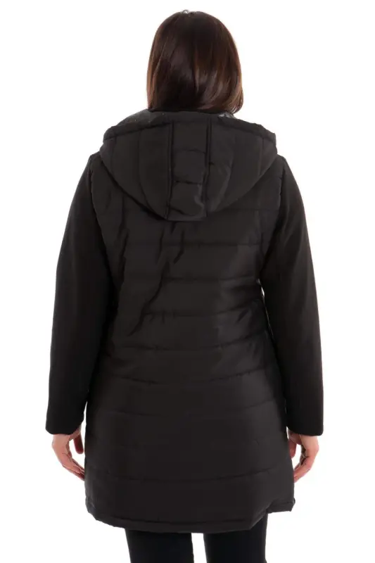 Angelino Arka Kapitone Ön kaşe Siyah Kaban - 8