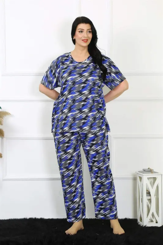 Angelino Ayol 5XL-6XL-7XL-8XL Katta O'lchamli Qisqa Yengli Pijama Kostyumi 75010 - 2