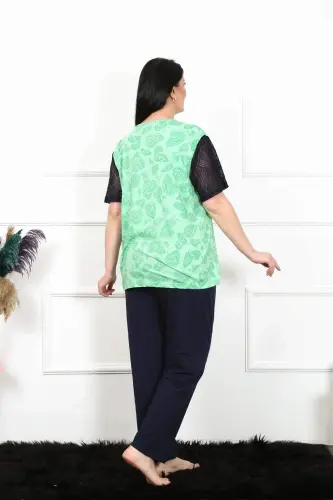 Angelino Ayollar 5XL-6XL-7XL-8XL Katta Hajmli Qisqa Yengli Pijama To'plami 75004 - 4
