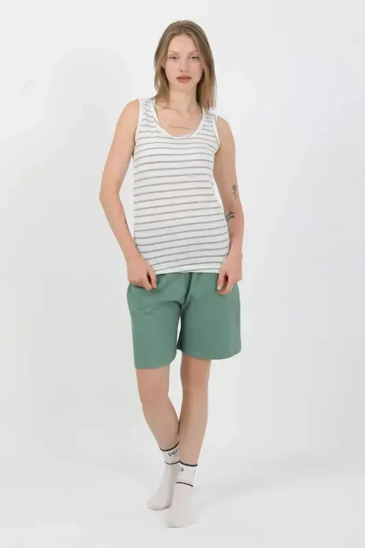Angelino Ayollar Kalin Kamar Pamuk Penye Shortli Kiyim Yashil 3637 - 8