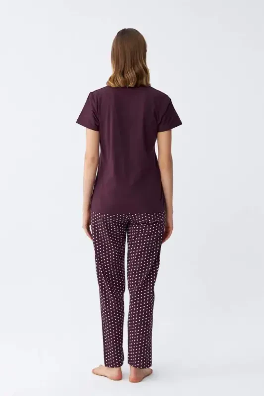 Angelino Ayollar Olxoʻri ромашка naqshli qisqa yengli penye pijama toʻplami - 5