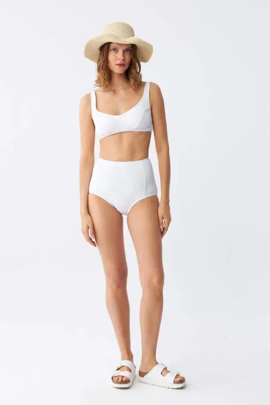 Angelino Ayollar Oq Padli Baland Bel Bikini To'plami - 1