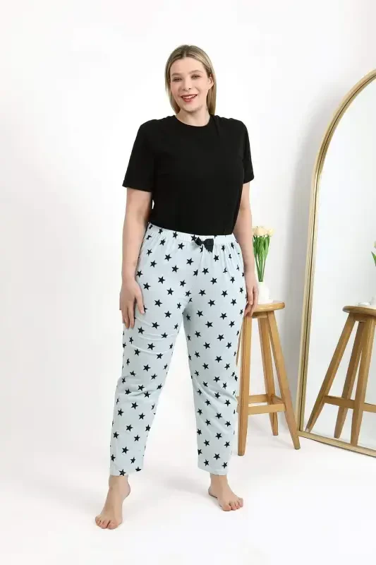 Angelino Ayollar Paxta Katta O'lchamli Pastki Pijama 27557 Muz Moviy - 3