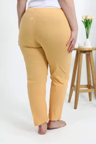 Angelino Ayollar Paxtalik Katta O'lchamli Pastki Pijama 27559 Sariq - 6