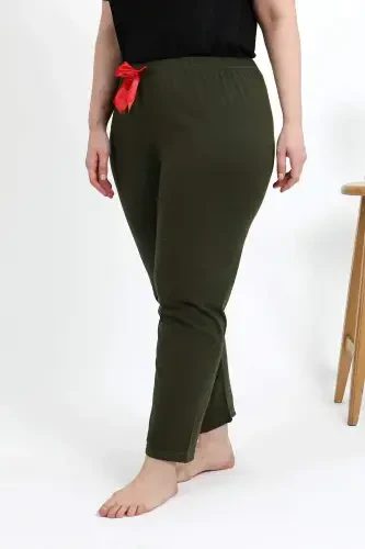 Angelino Ayollar Paxtalik Katta Razmer Pastki Pijama 27559 Haki - 5