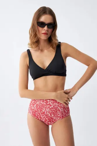 Angelino Ayollar Prokladkali Baland Belli Bikini To'plami - Qora - 5