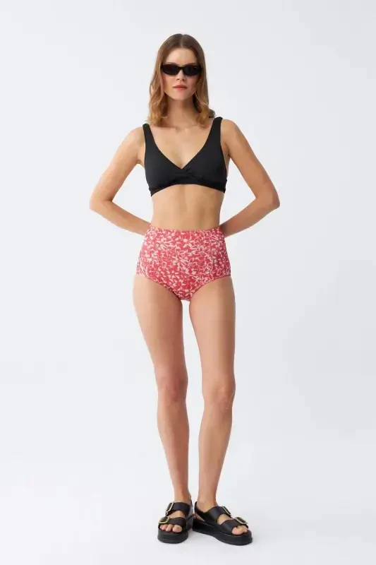 Angelino Ayollar Prokladkali Baland Belli Bikini To'plami - Qora - 2