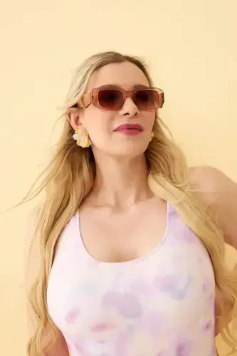 Angelino Ayollar Pushti Rangli Naqshli Katta Beden Bitta Bo'lak Suzish Kiyimi - BÜYÜKBEDENIZ (1)