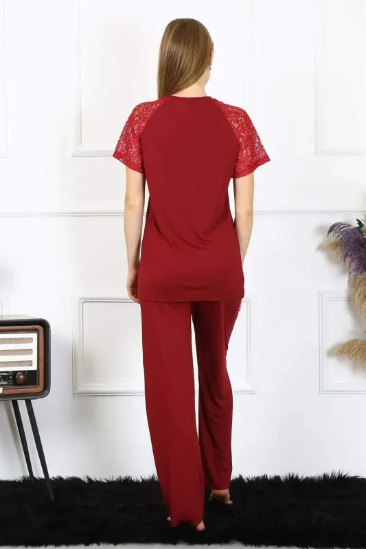 Angelino Ayollar Qo'l Dantelli Penye Pijama Takımı 4152 - 4