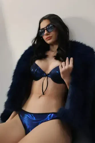 Angelino Ayollar Qo'llab-quvvatlangan Naqshli Bra To'plami 3704 Moviy - 2