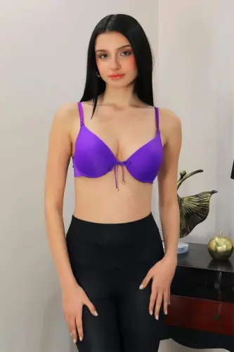 Angelino Ayollar Qo'llab-quvvatlovchi Balenli Oldidan Ochiladigan Dekolte Sütyen 2406 Binafsha - 4