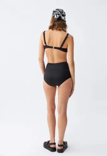 Angelino Ayollar Qora Pedli Baland Bel Bikini To'plami - 6