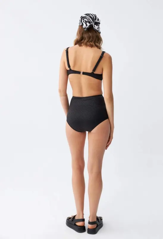 Angelino Ayollar Qora Pedli Baland Bel Bikini To'plami - 6