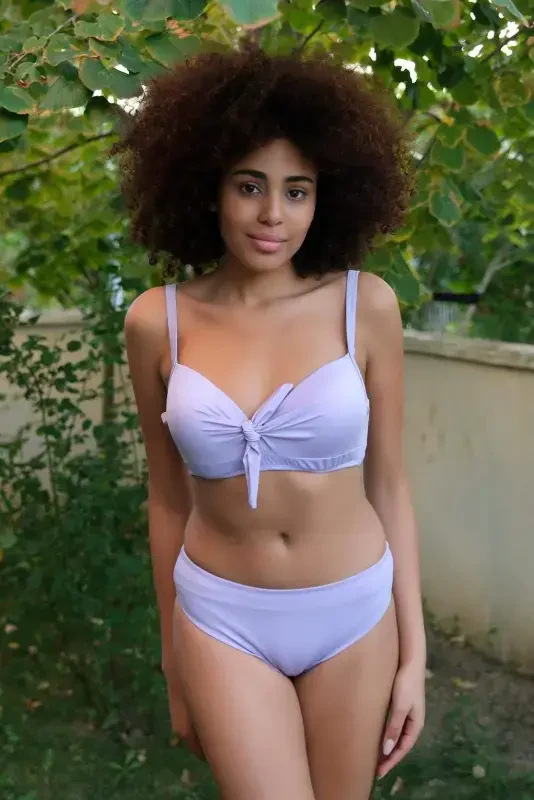 Angelino ayollar uchun binafsha rangli bant detallari bilan bikini toʻplami 35011 - 13