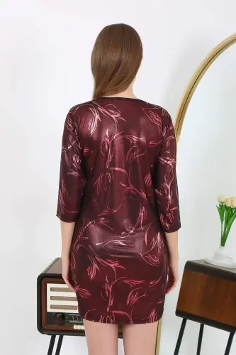 Angelino Ayollar uchun Mikro Mato Mini Yaltiroq Libos 7420 Bordo - 1